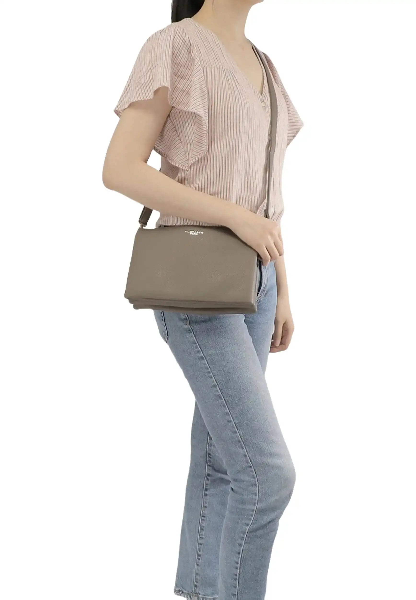 Flora & co Sa ville femme 3 bandoulières multipoches taupe foncé