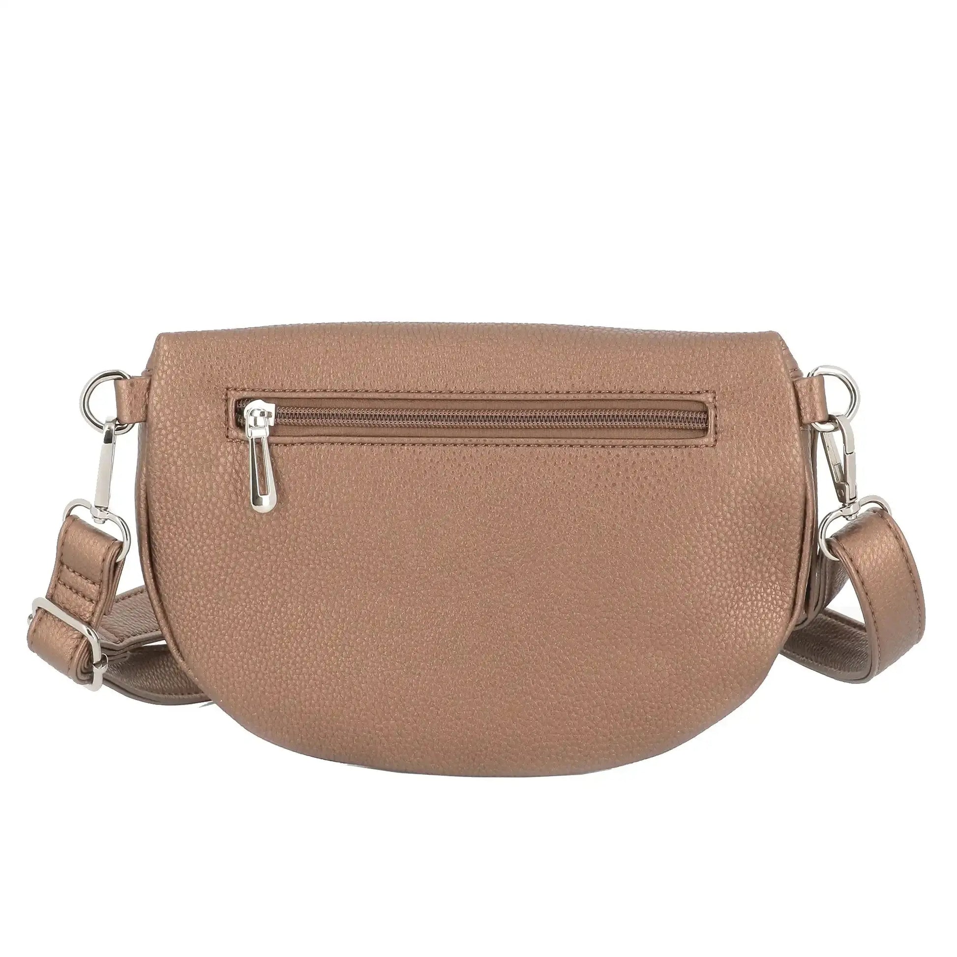 Flora & co Sac banane bandoulière femme multipoches marron métal