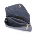 Made in Italy Porte-monnaie cuir daim irisé femme bleu marine