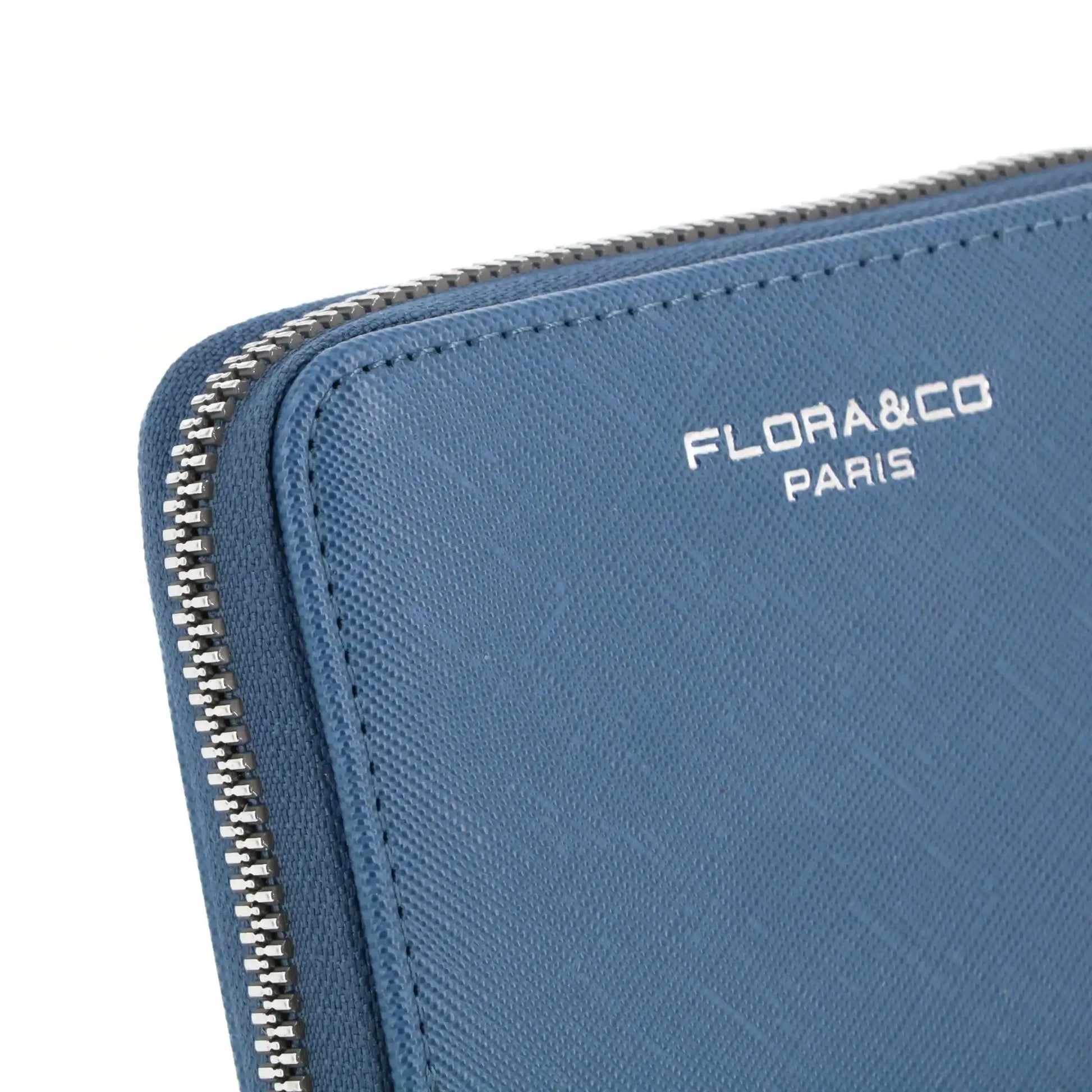 Flora & co Portefeuille porte-carte femme saffiano bleu jean