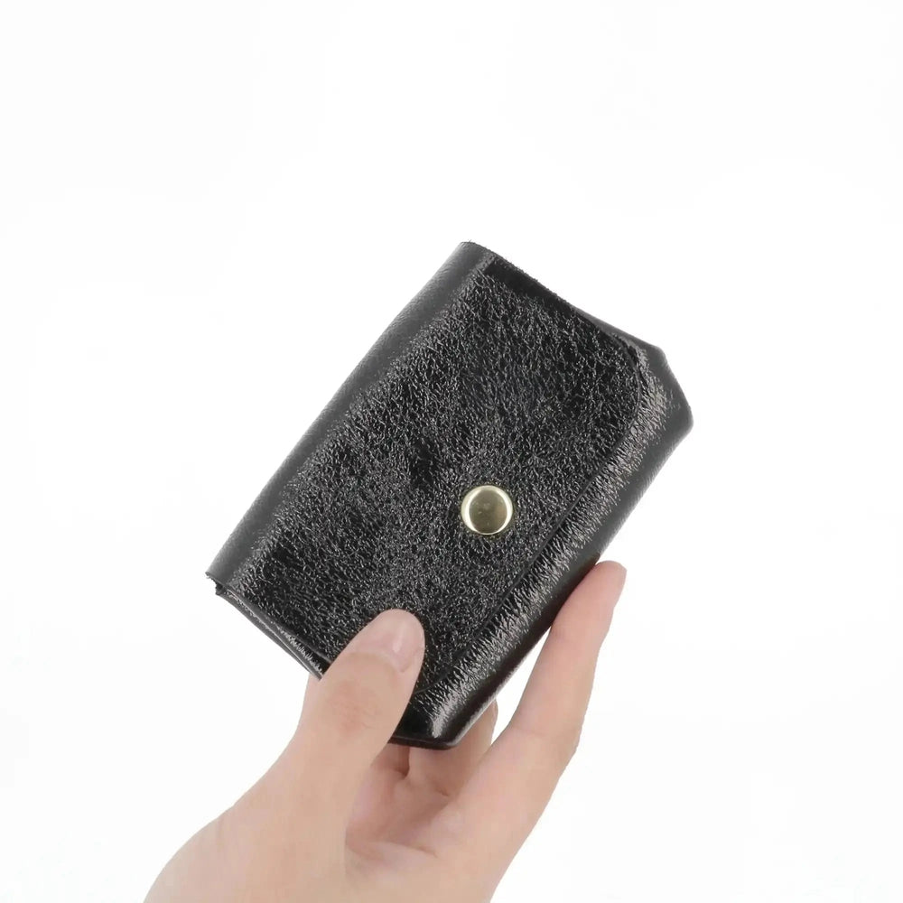Made in Italy Porte-monnaie femme cuir irisé 04 noir