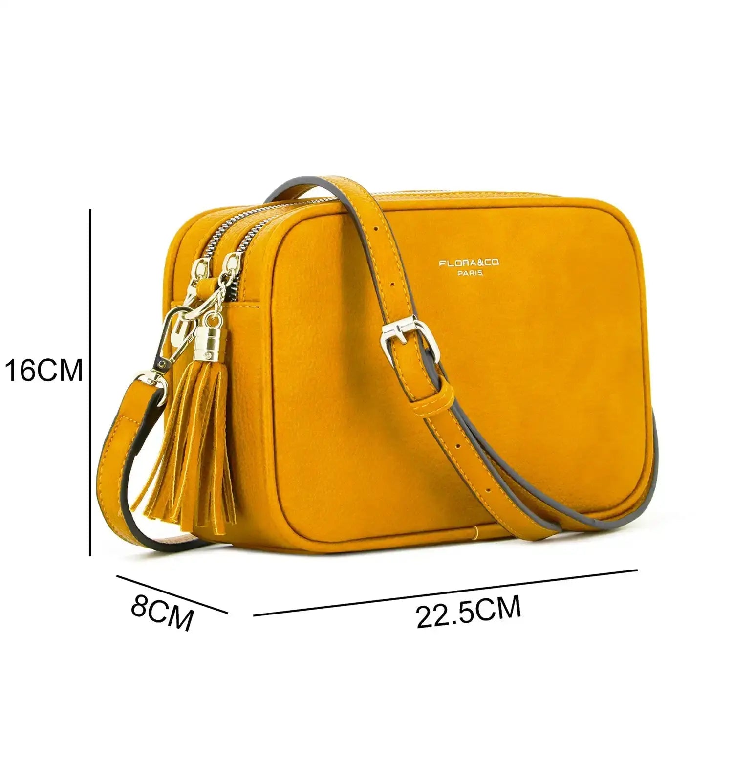 Flora & co Sac caméra bandoulière femme léger moutarde