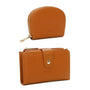 Vue 2 du Coffret de 2 portefeuille porte-carte femme camel en cuir synthétique par Gallantry.