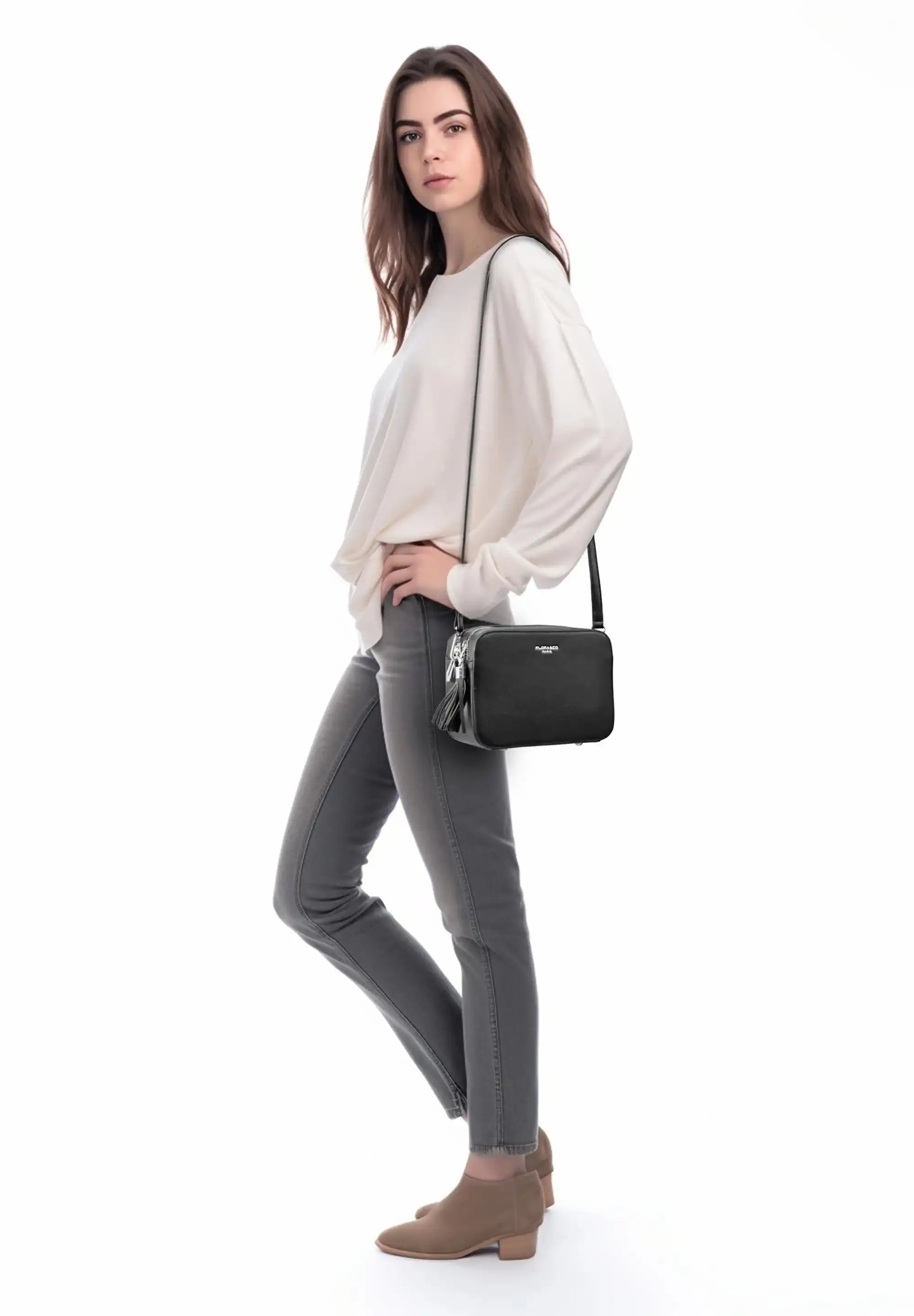 Flora & co Sac bandoulière femme rectangle rigide noir