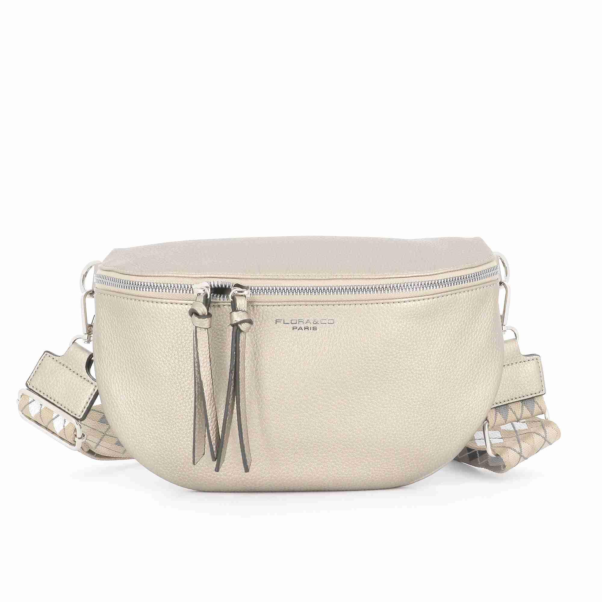 Flora & co - Sac banane femme similicuir grainé ivoire