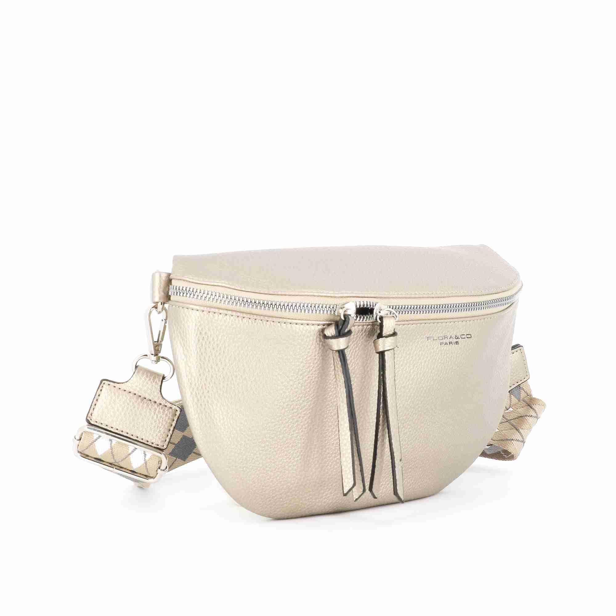 Flora & co - Sac banane femme similicuir grainé ivoire