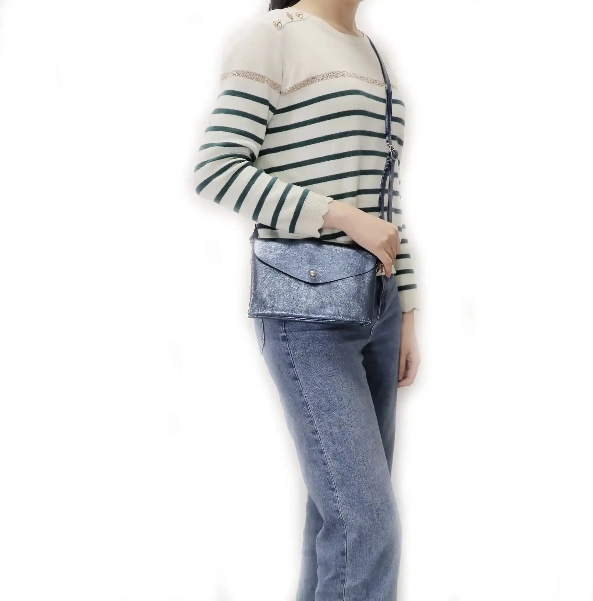 Flora & co Sac bandoulière femme irisé rabat bleu