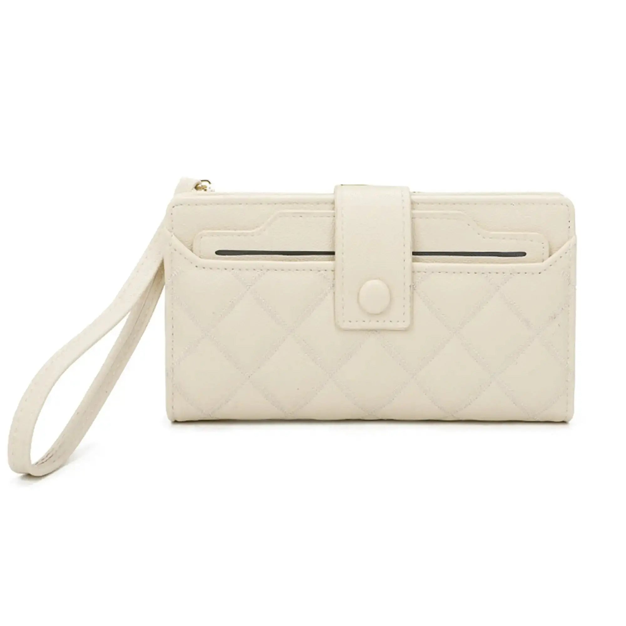 Gallantry Portefeuille porte-cartes femme matelassé beige