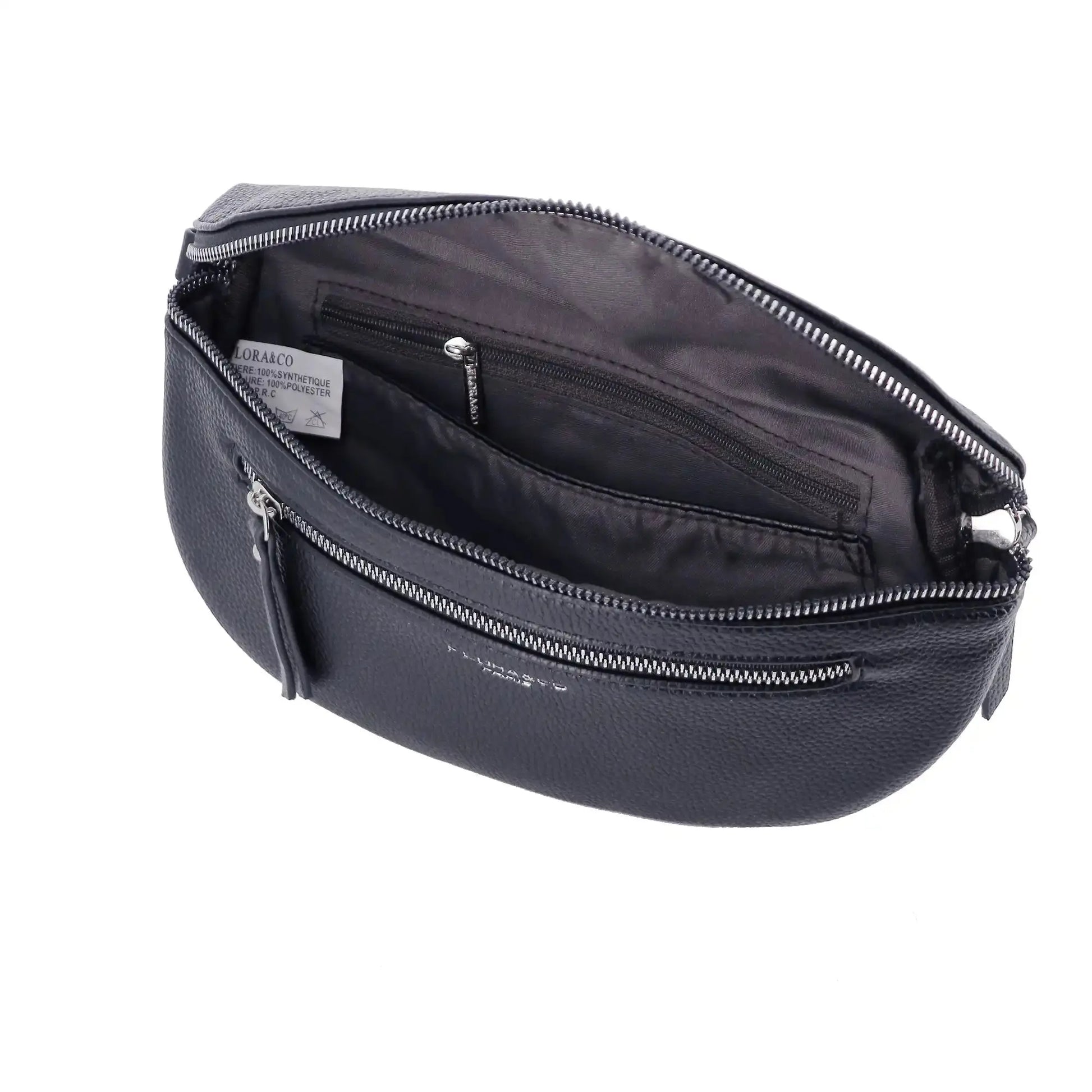 Flora & co Sac banane bandoulière femme multipoches bleu