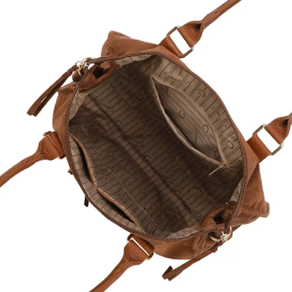 Grand sac bowling similicuir suédine femme Marron other image 6