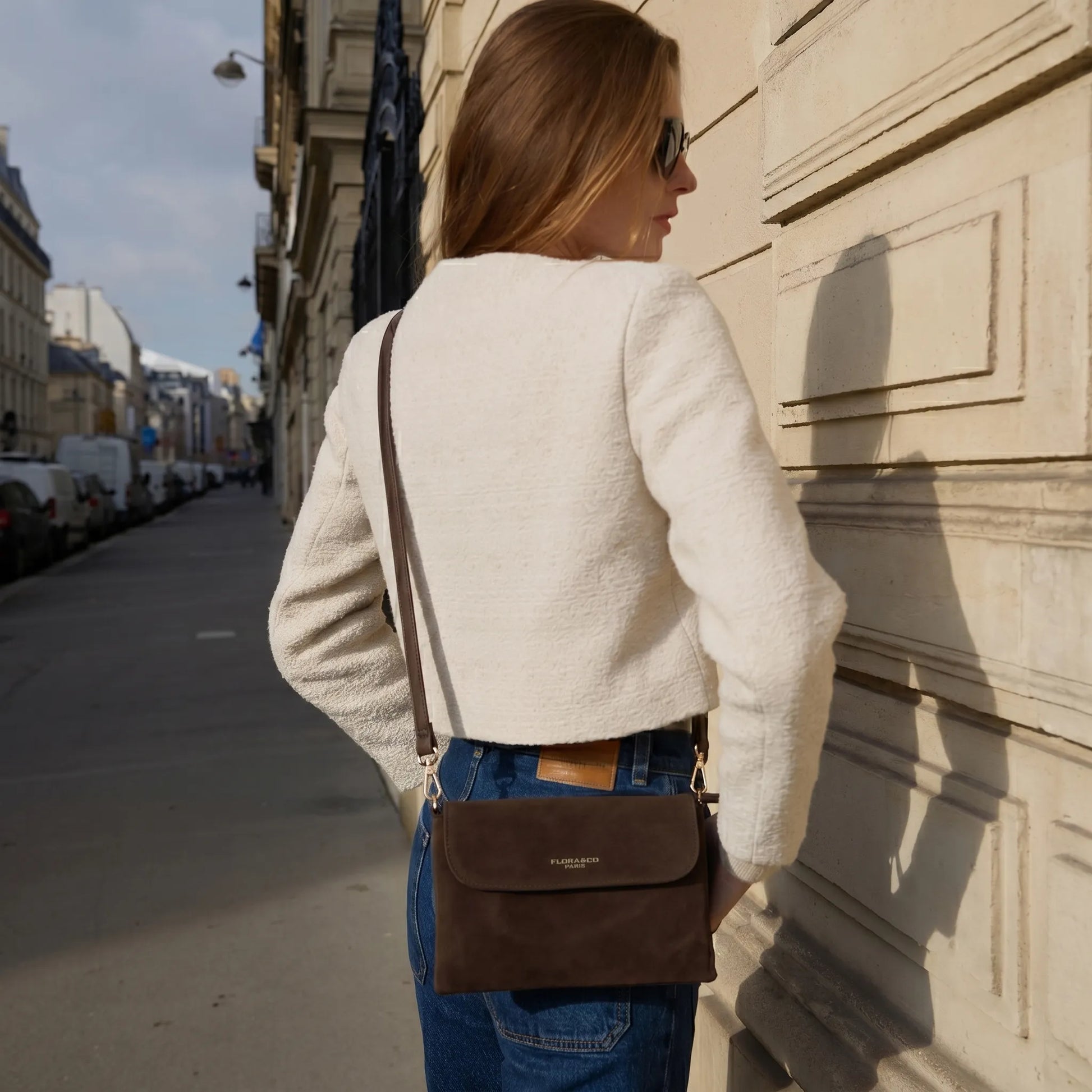 Petit sac bandoulière daim femme Chocolat
