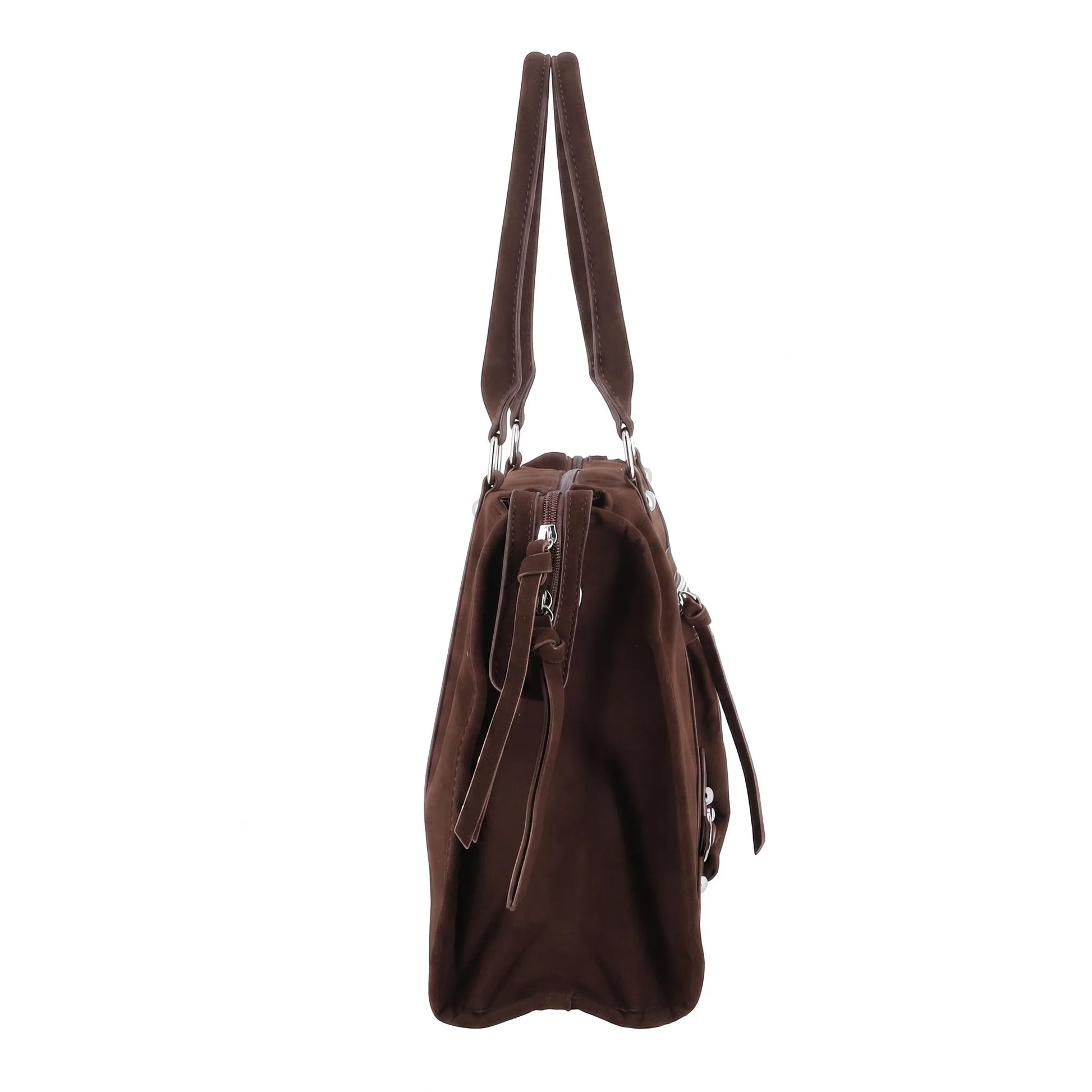 Grand sac cabas bowling effet daim Chocolat