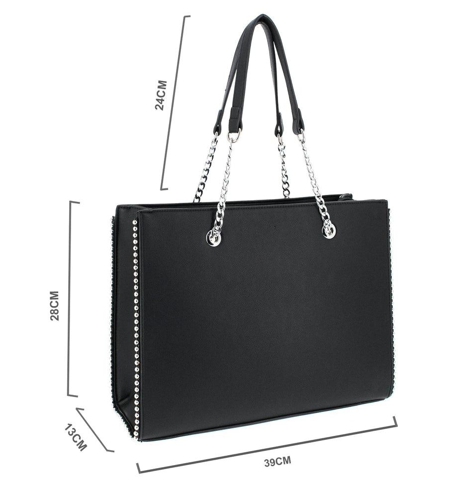 Grand Sac à main chaîne bille pour les cours noir Crocochic