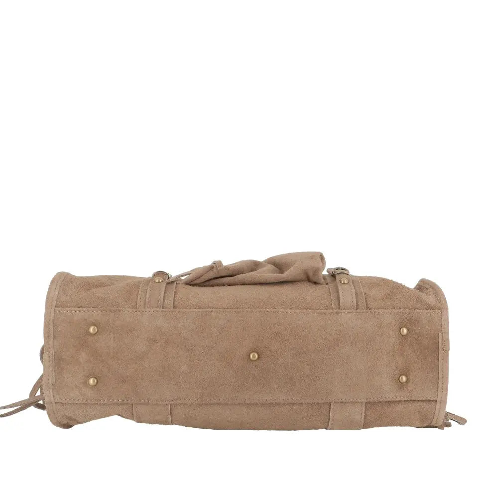 Grand sac cabas bowling cuir suédé femme Taupe other image 6