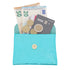 Porte-monnaie cuir irisé femme ultra fin Cyan - Crocochic