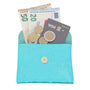 Porte-monnaie cuir irisé femme ultra fin Cyan - Crocochic