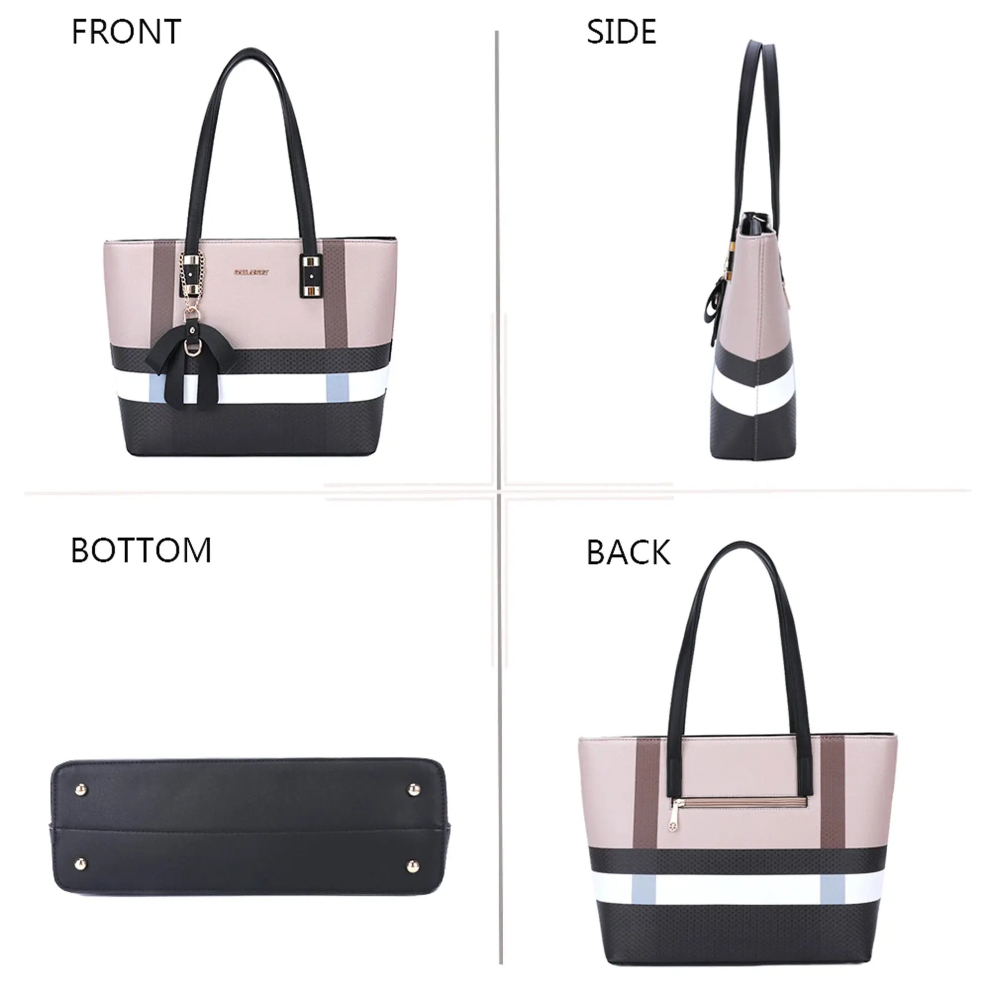 Gallantry Sac cabas femme a4 multicolore rayure noir