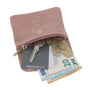 Vue 5 du Porte-monnaie court cuir suède embossé 041FL Rose par Made in Italy.