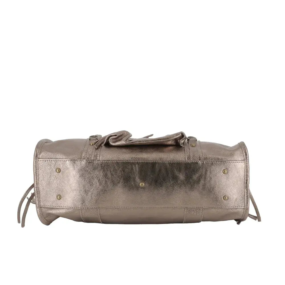 Grand sac cabas bowling cuir suédé femme Champagne other image 6