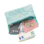 Vue 5 du Porte-monnaie long suédé irisé baroque 05A Turquoise en cuir par Made in Italy.