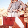 Sac cabas femme simili cuir a4 rouge - vue 6 | Flora & co