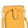 Vue 3 du Pochette bandoulière téléphone femme moutarde en cuir synthétique par Flora & co.