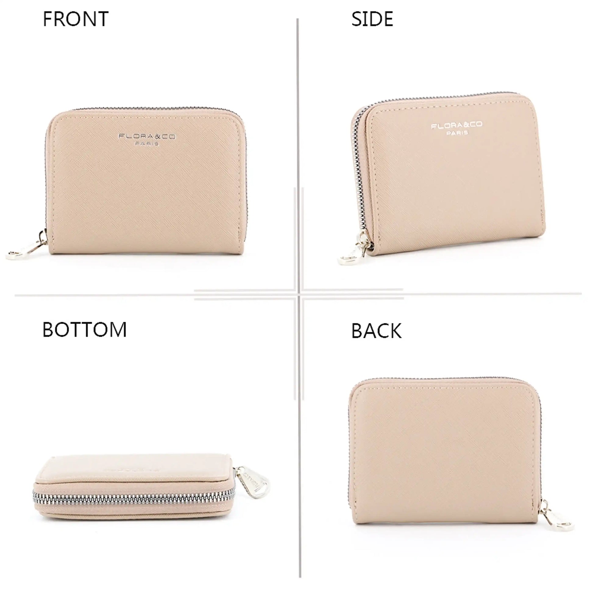 Flora & co - Portefeuille porte-carte femme saffiano beige