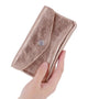 Vue 2 du Porte-monnaie cartes femme cuir irisé 051 or rose par Made in Italy.