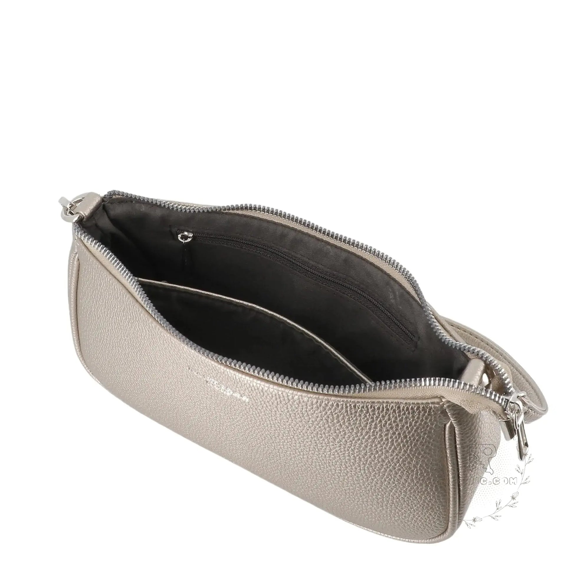 Flora & co Sac baguette avec bandoulière Taupe Métal