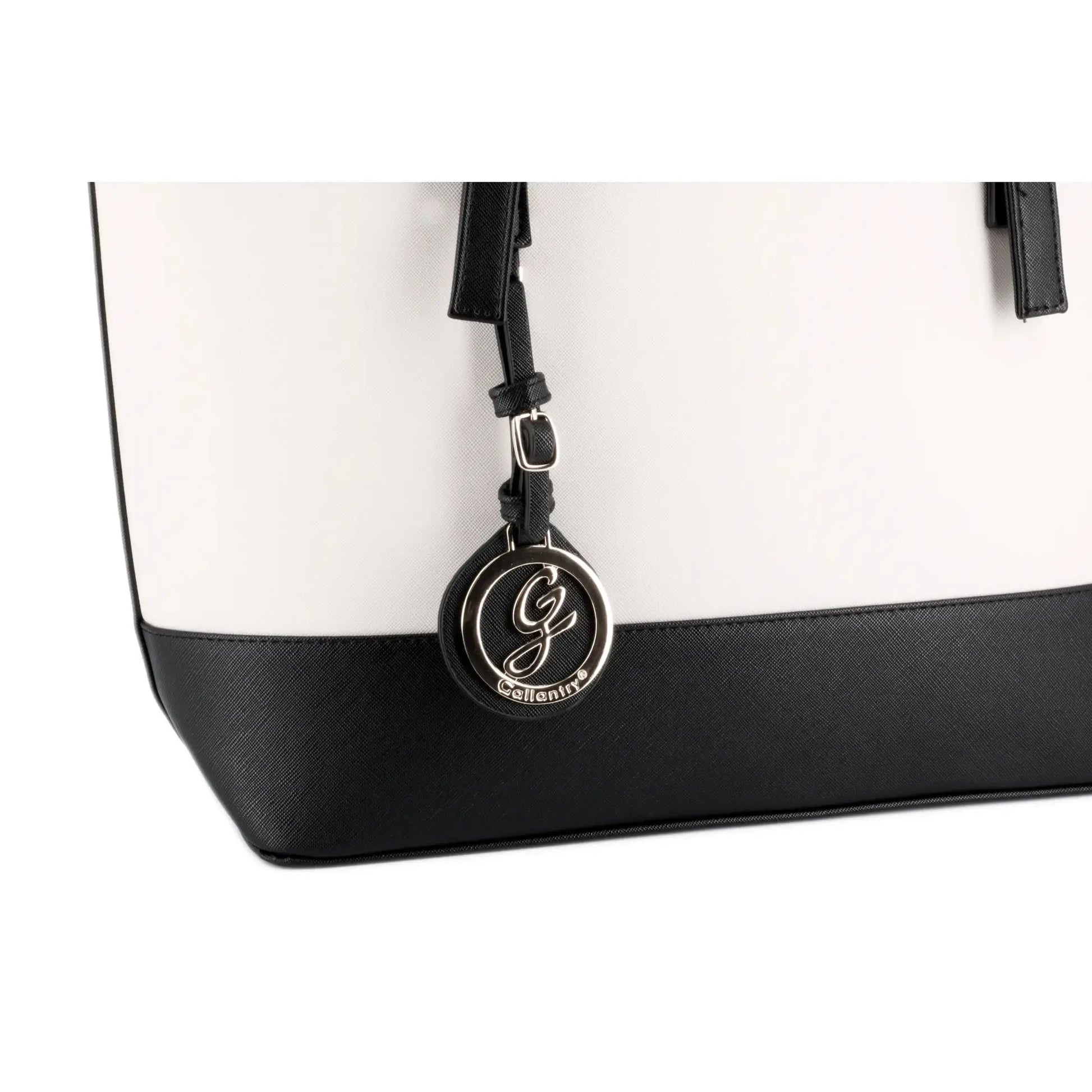 Gallantry Sac cabas femme bicolore saffiano blanc