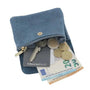 Vue 5 du Porte-monnaie court cuir suède embossé 041FL Bleu par Made in Italy.