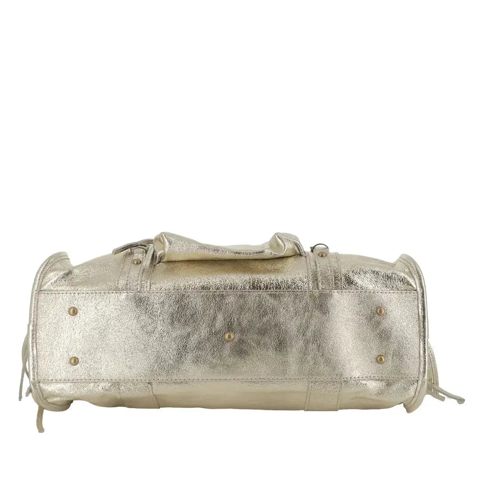 Grand sac cabas bowling cuir suédé femme Doré other image 6