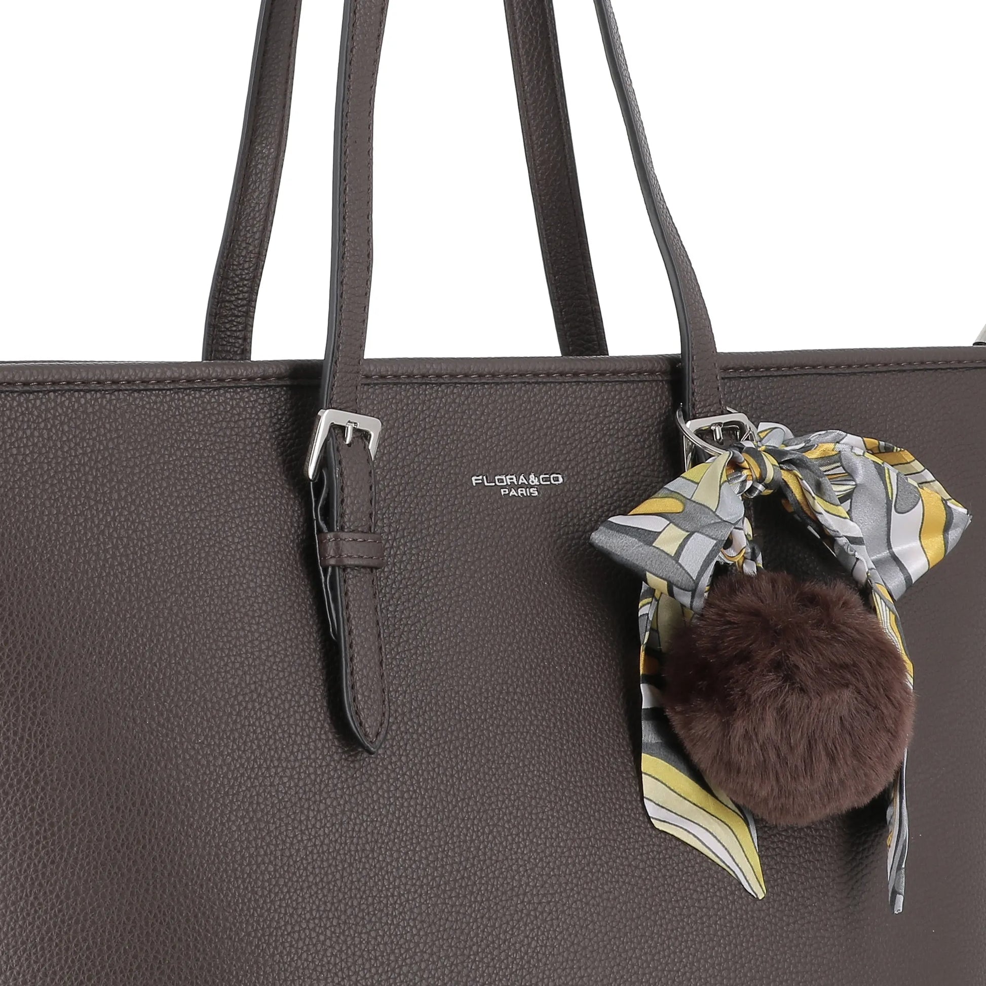 Sac à Main Femme Pompon Foulard Chocolat