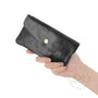 Portefeuille mi-long cuir suédé grainé 05C Noir - Crocochic