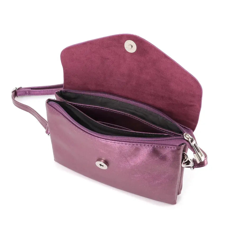 Sac bandoulière femme irisé rabat violet