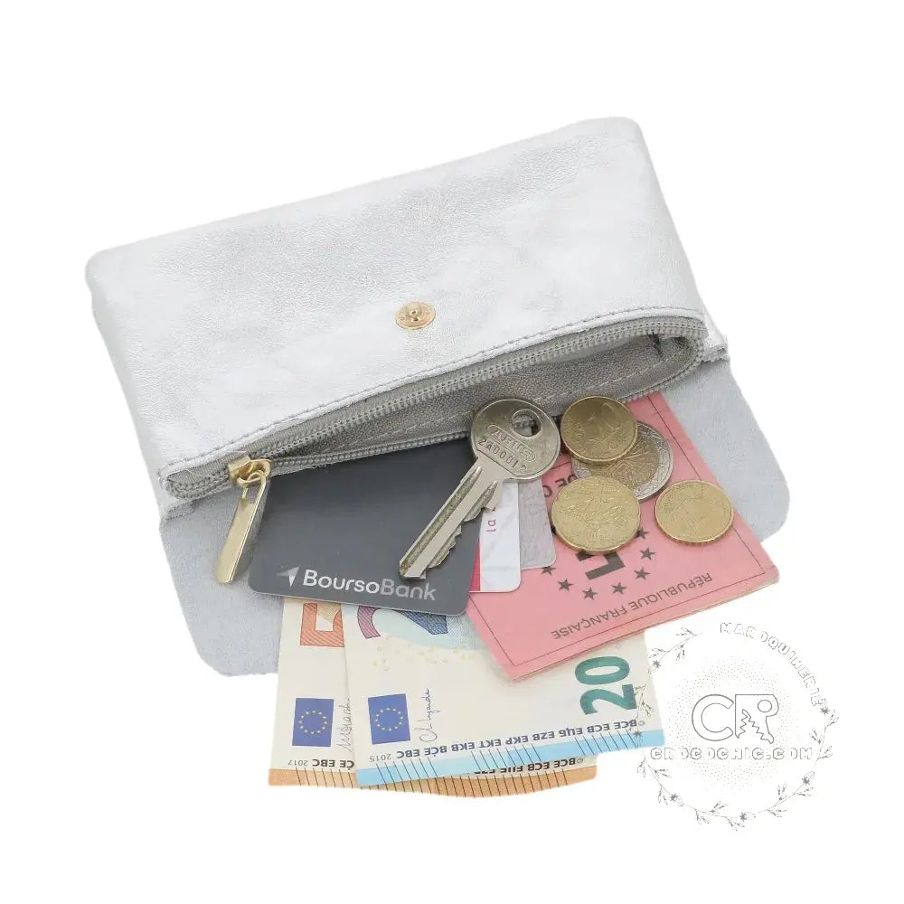 Porte-monnaie cartes femme cuir irisé Argent other image 6