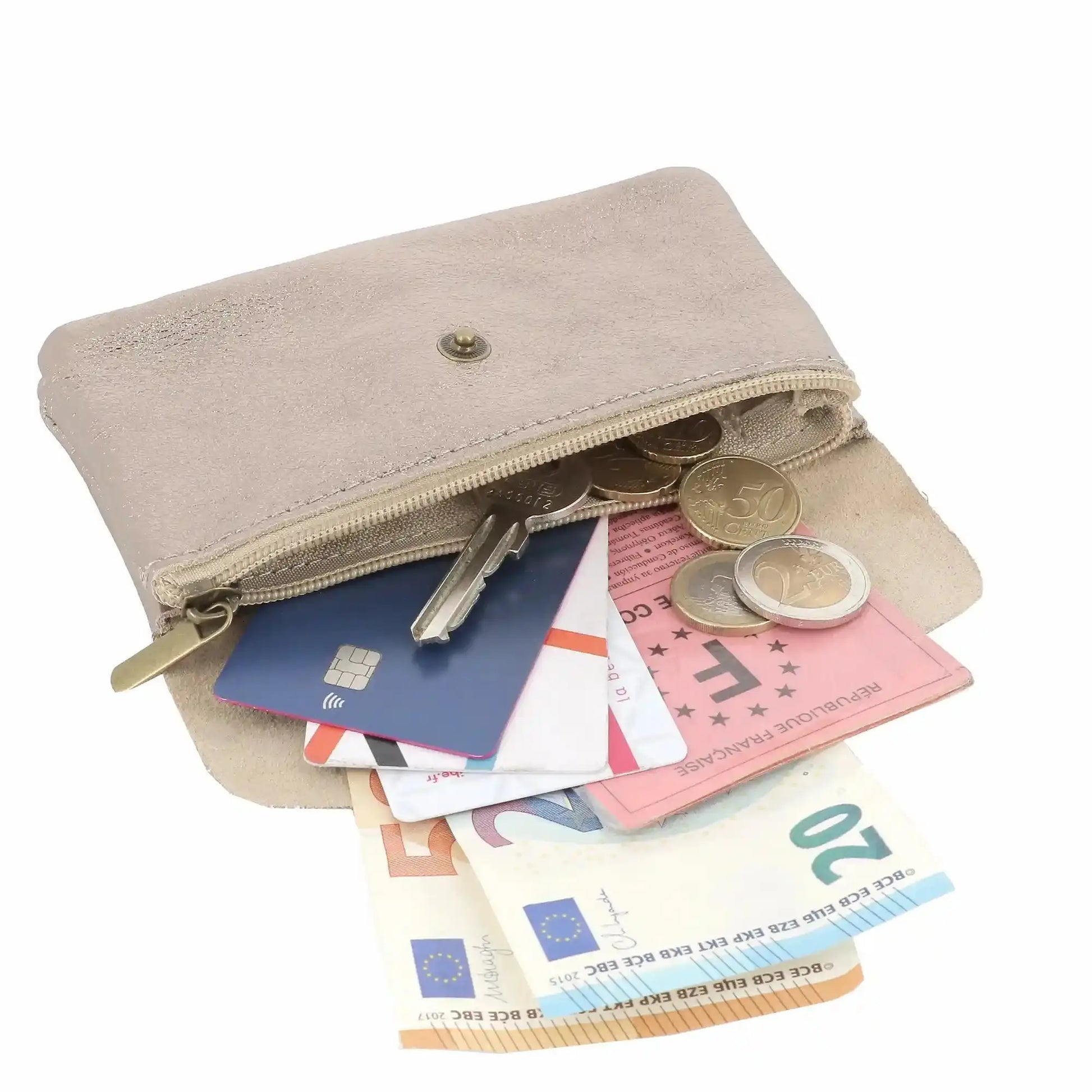Portefeuille pochette passeport cuir isiré Taupe other image 6