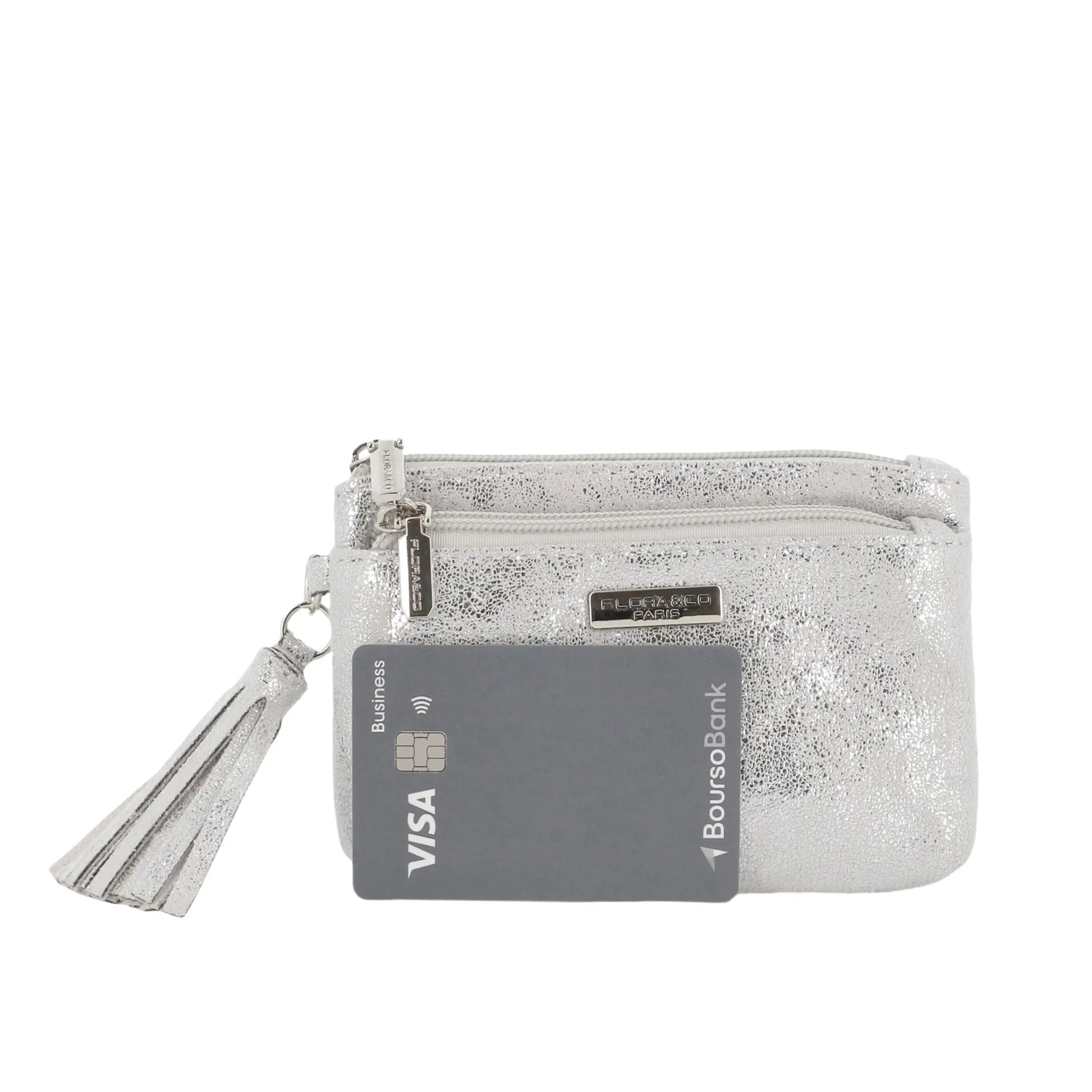 Petit porte-monnaie pochette femme suède irisé Argent other image 6