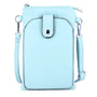 Vue princ. du Pochette bandoulière téléphone femme bleu clair en cuir synthétique par Flora & co.