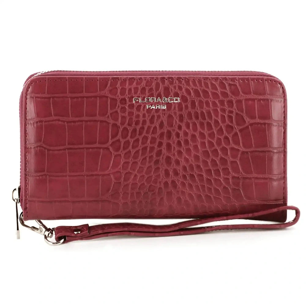Flora & co Portefeuille femme brillant pu cuir croco rouge