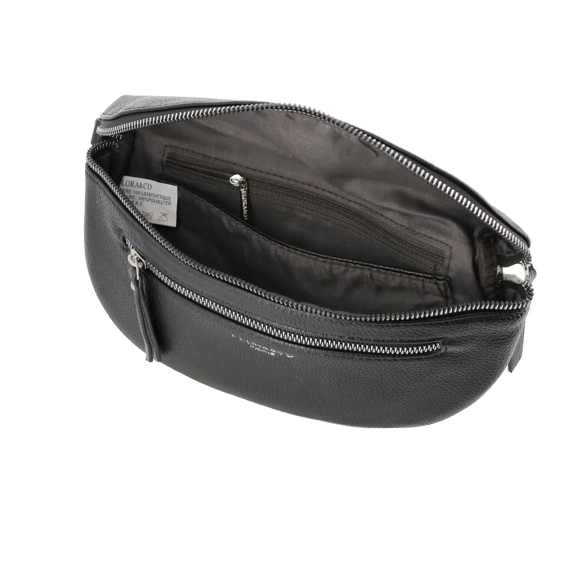 Flora & co Sac banane bandoulière femme multipoches noir