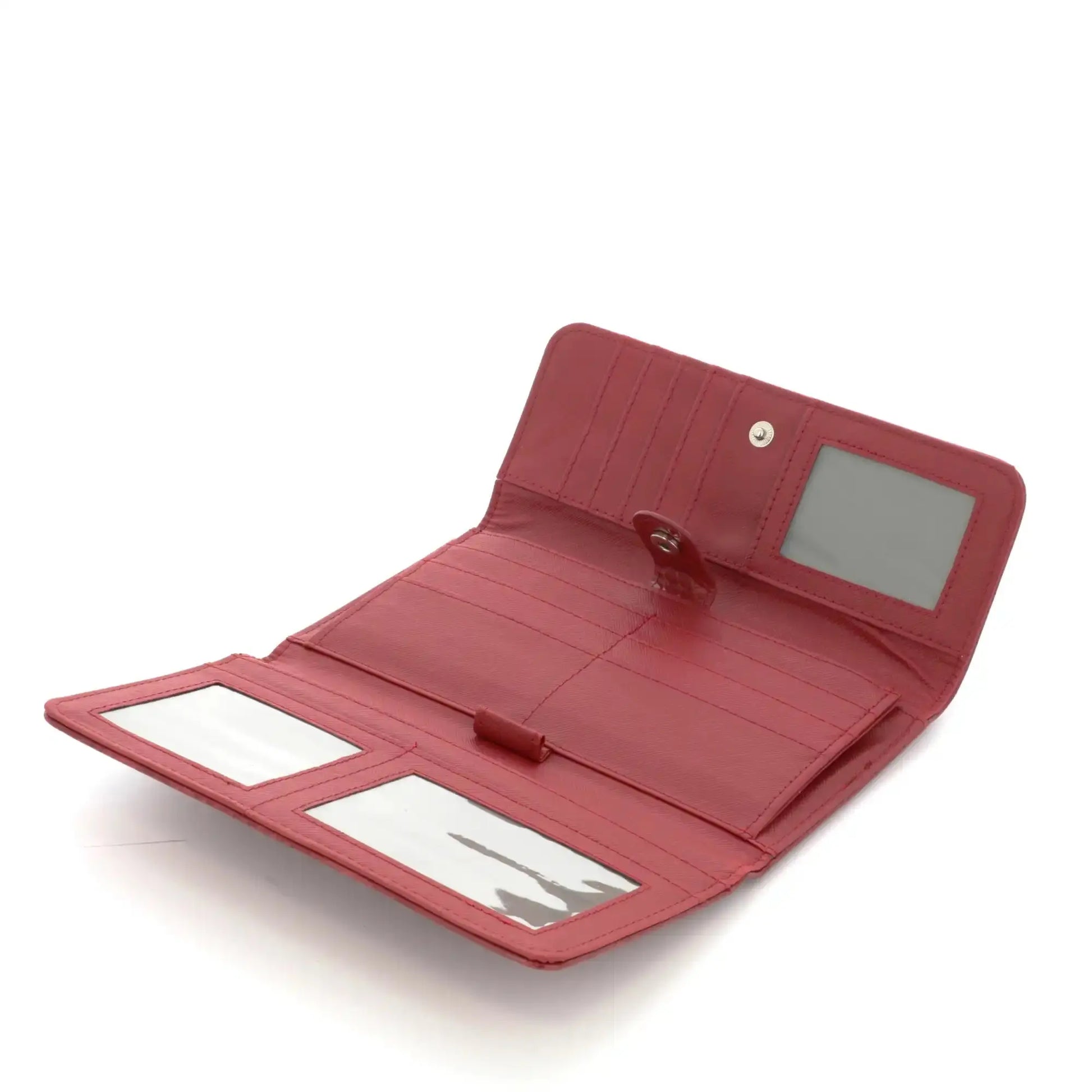 Flora & co Portefeuille croco long à triple pli rouge foncé