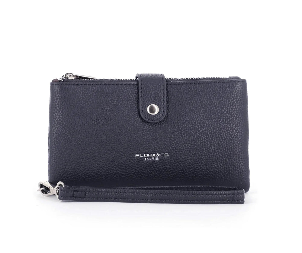 Flora & co Portefeuille chéquier femme 2 plis lanière bleu