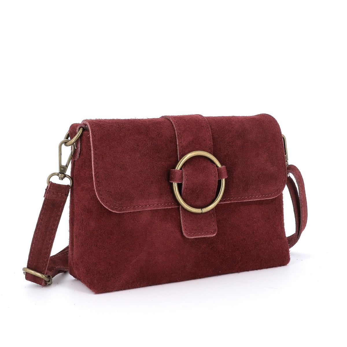Petit Sac Bandoulière Femme Cuir Véritable Suédine | Sac à Rabat Magnétique