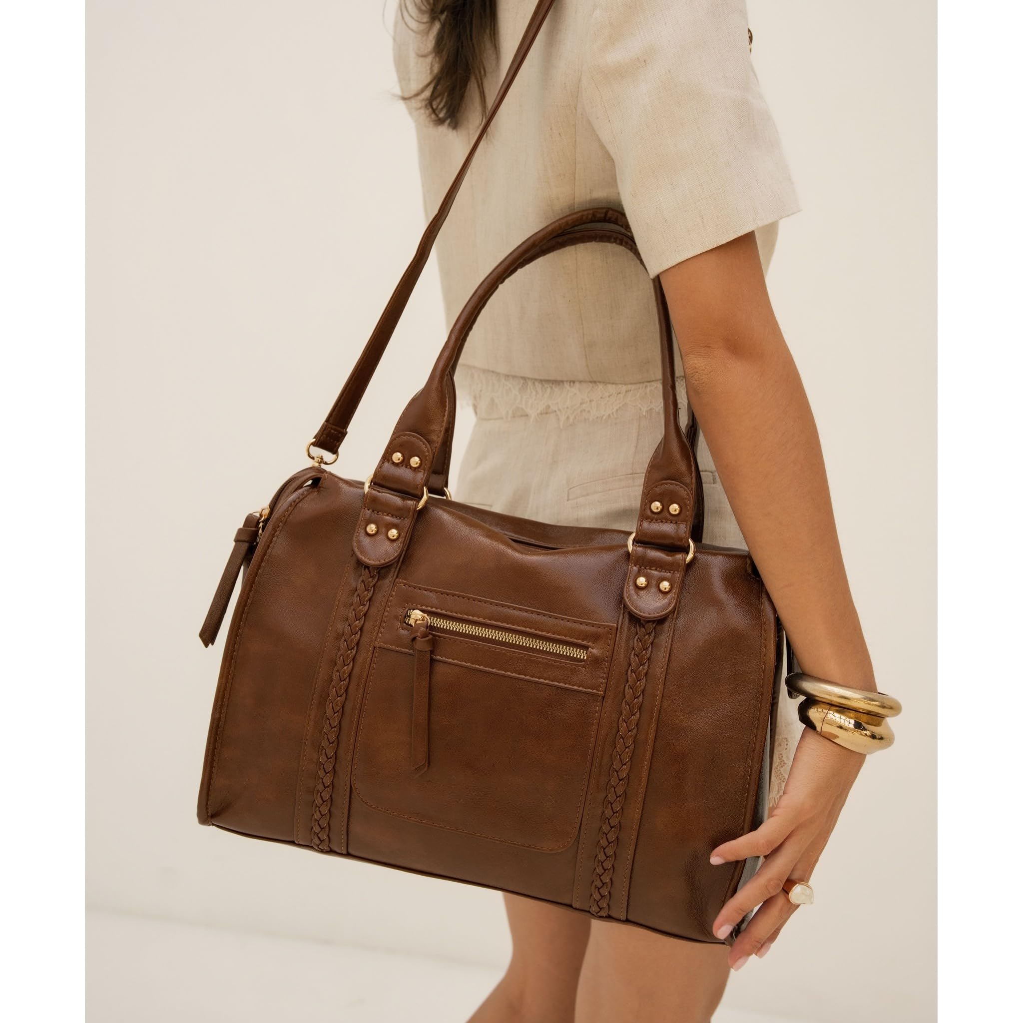Grand Sac Bowling Femme Cours Smilicuir Camel - Crocochic
