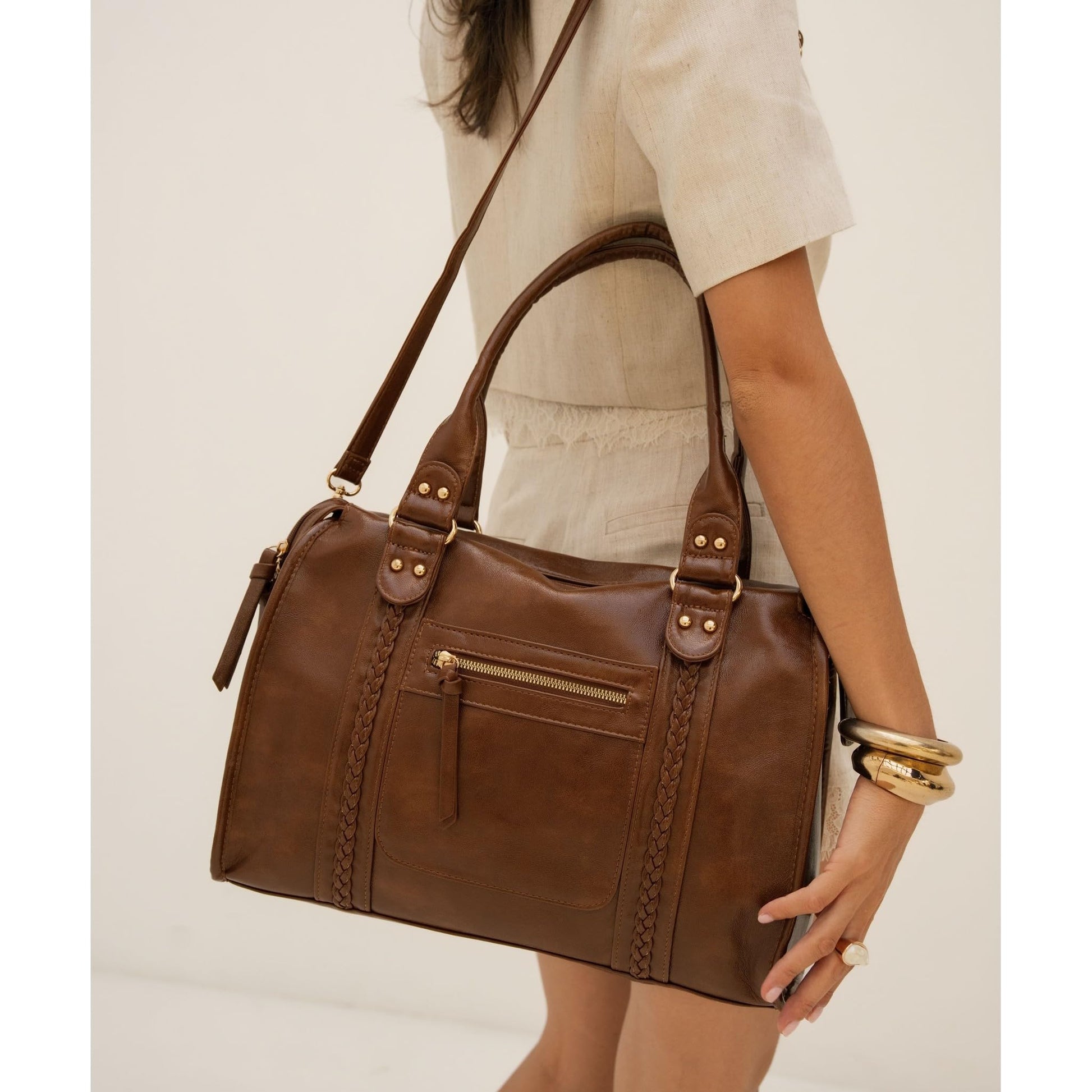 Grand Sac Bowling Femme Cours Smilicuir Camel