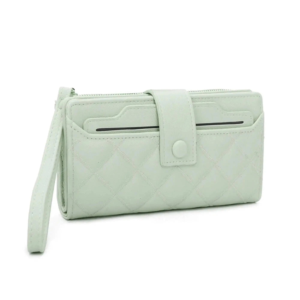 Gallantry Portefeuille porte-cartes femme matelassé vert clair