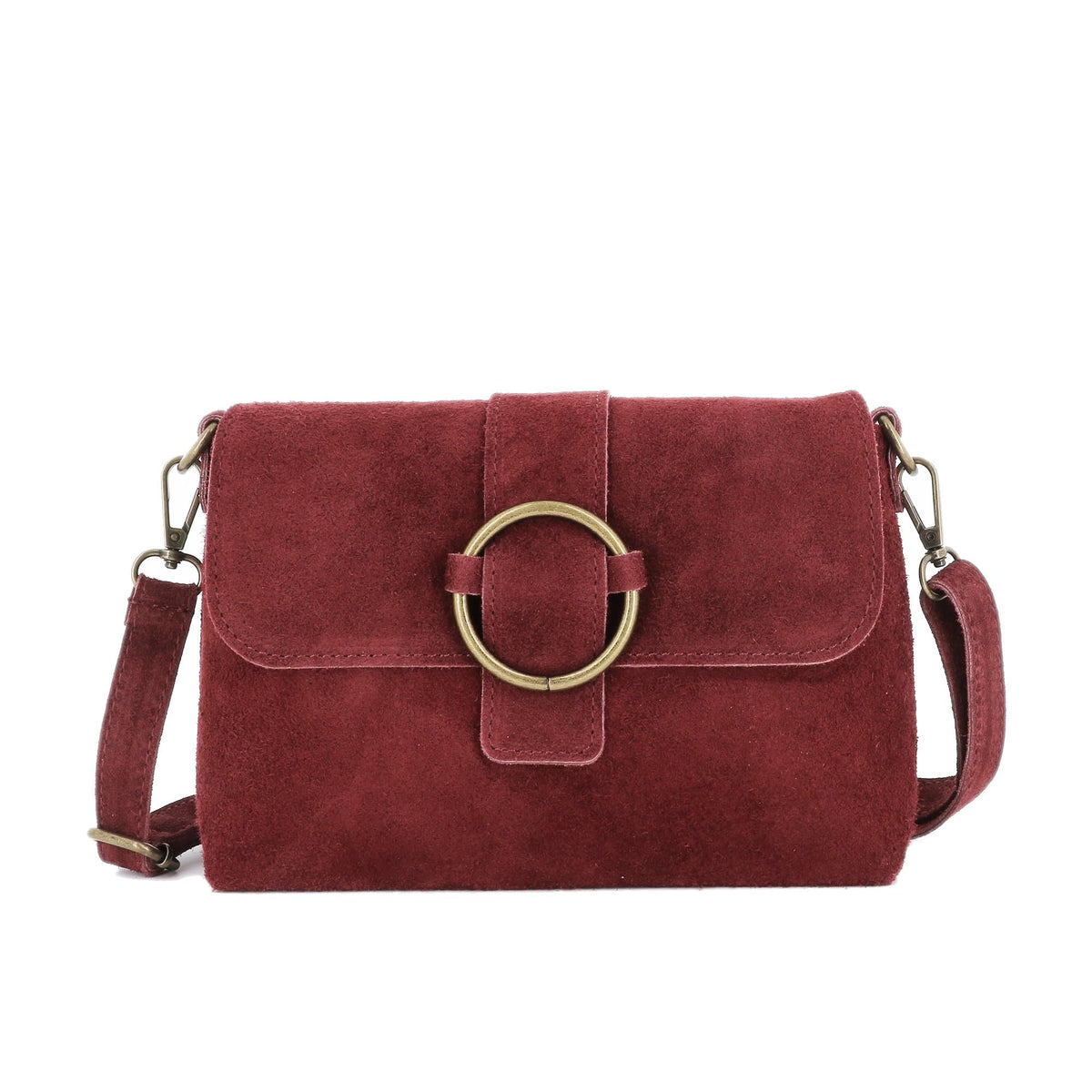 Petit Sac Bandoulière Femme Cuir Véritable Suédine | Sac à Rabat Magnétique