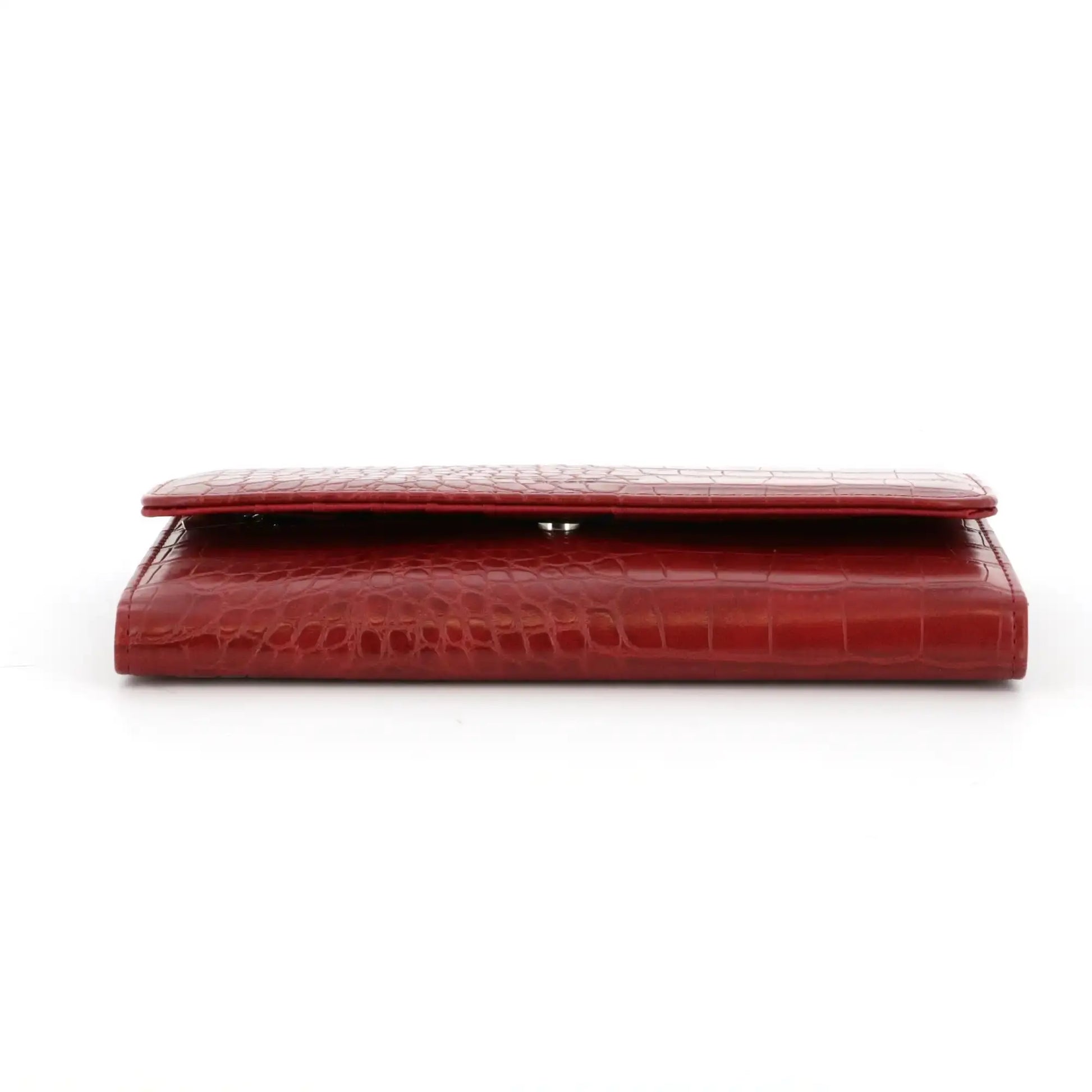 Flora & co Portefeuille croco long à triple pli rouge foncé