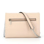 Vue 3 du Pochette bandoulière chaîne femme rabat beige en cuir synthétique par Gallantry.